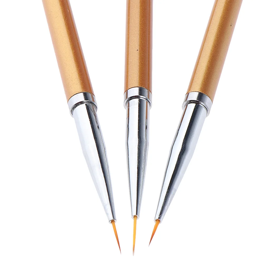3 Pcs Pro Nail Art UV Gel Design Pen Polish Brush Dotting Drawing Line Tools