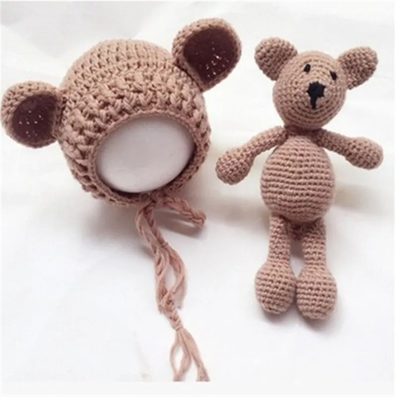 

Cute Bunny Costumes Baby Clothing Photography Prop Baby Girl Boy Knit Crochet Hat Rabbit Toy Photography Prop Outfit Wool Caps