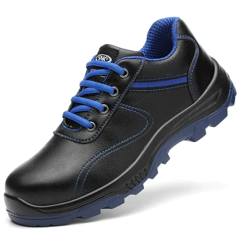 

mens fashion breathable steel toe cap working safety summer shoes cow leather anti-puncture tooling boots protective footwear