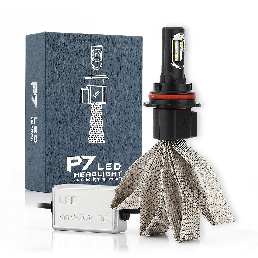 

2 X 9004/HB1 Hi/Lo P7 LED Car Headlight Bulb 30W 4800LM DC 9V-30V Purple Copper IP68 Waterproof 6000K Cold White 360 Degree Beam
