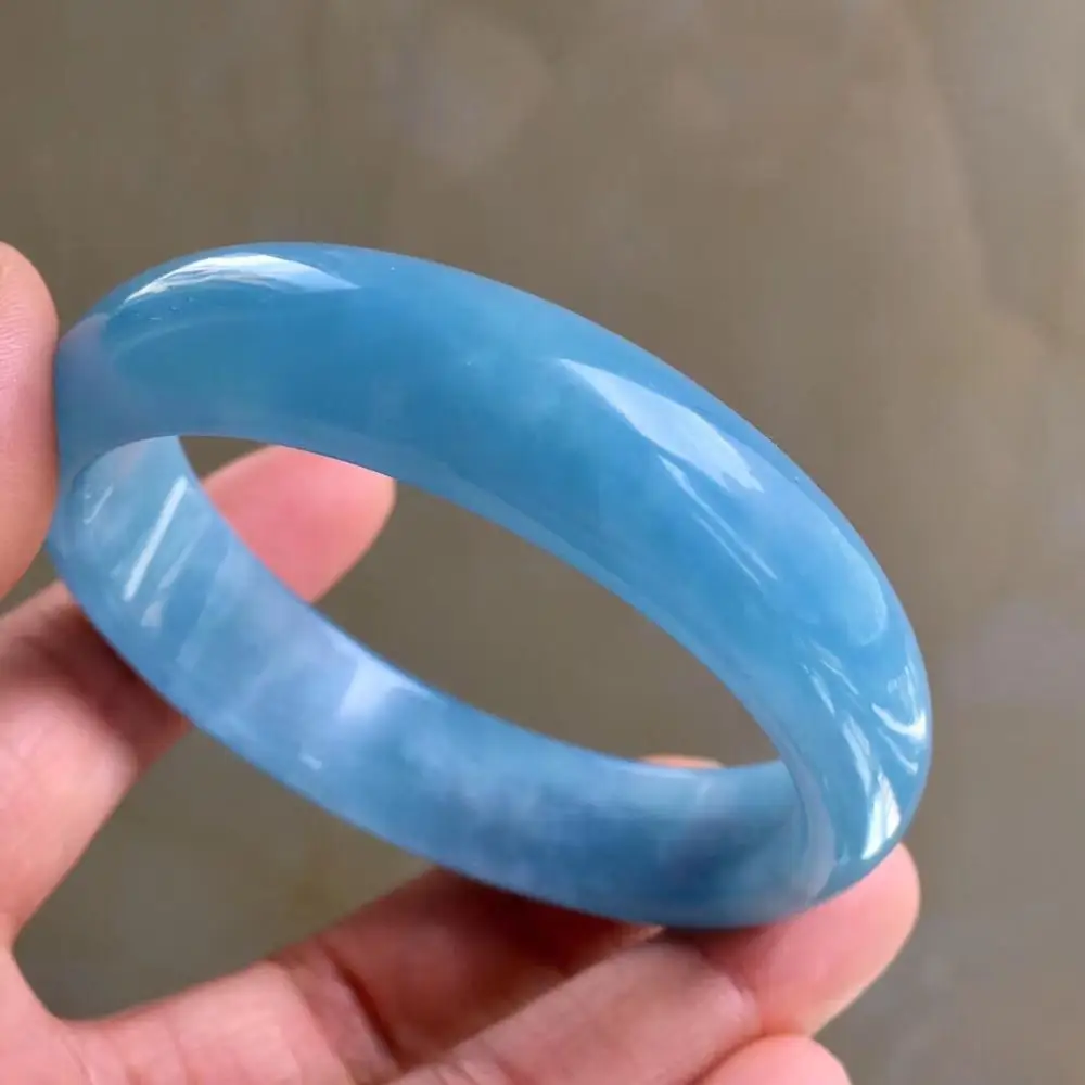 

Fine Jewelry Inner Perimeter 60.5mm 100% Natural Aquamarine Gemstone Female's Bangles for Women's Fine Bangles
