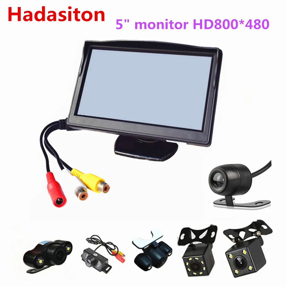 Монитор автомобильный TFT LCD HD800 * 480 5 дюймов с 2 видеовходами проводной или