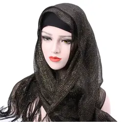 Кисточкой шифон мусульман Женские хиджабы женская голова покров шеи шарф хиджабы Для женщин Исламская внутренний Хиджабах Мусульманская