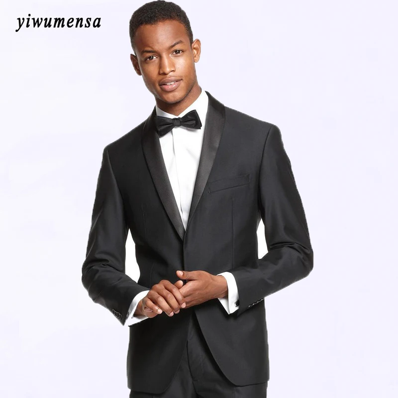 Новинка 2017 года заказ черный мужской костюм вечерние платья из двух предметов (куртка + Штаны) костюм Homme мужские костюмы для