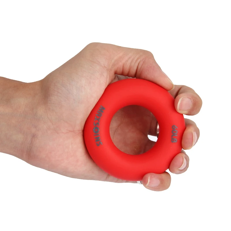 Silica Gel Portable Hand Grip Gripping Ring Carpal Expander Finger Trainer Grip Strength Rehabilitation Pow Stress Ring Ball - Цвет: Красный