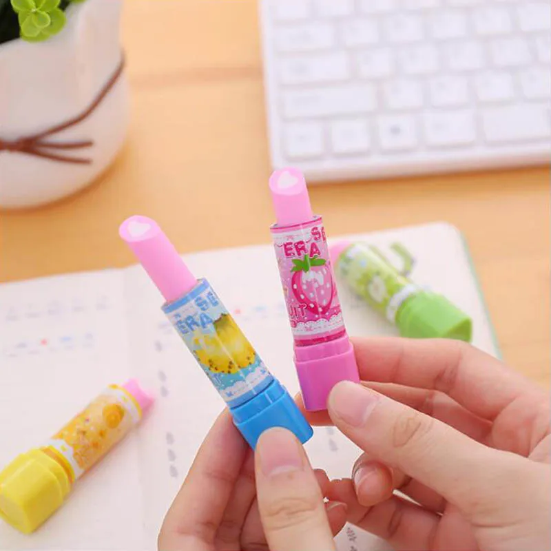Kawaii Cartoon Lipstick Fruits Eraser