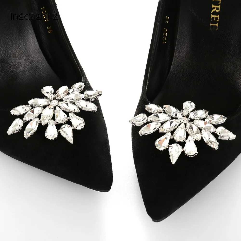 IngeSight.Z 2 Pieces Charm Glass Drill Shoe Decoration Women Anklet Elegant Shoe Clip Prom Bridal Wedding Jewelry Accessories IngeSight.Z 2 Pieces Charm Glass Drill Shoe Decoration Women Anklet Elegant Shoe Clip Prom Bridal Wedding Jewelry Accessories