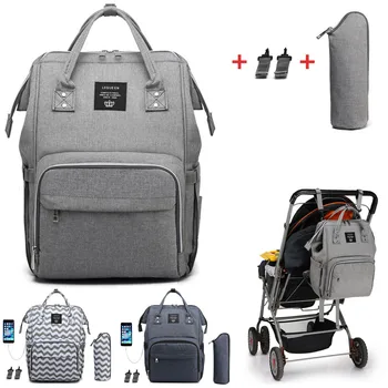 

LEQUEEN USB Charging Diaper Bag Baby Care Backpack for Mom Mummy Maternity Stroller Bag Waterproof Baby Pregnant Bag Nursing Bag