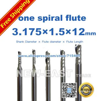 

3.175x1.5x12mm one spiral flute carbide bits 3.175*1.5*12mm for Acrylic PVC MDF Aluminum copper router bits cnc tools end mills