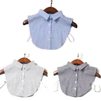 

Vertical Striped Detachable Collar Women/Man Vintage Choker Necklace Detachable Lapel Shirt Fake False Collar Clothing Accessoir