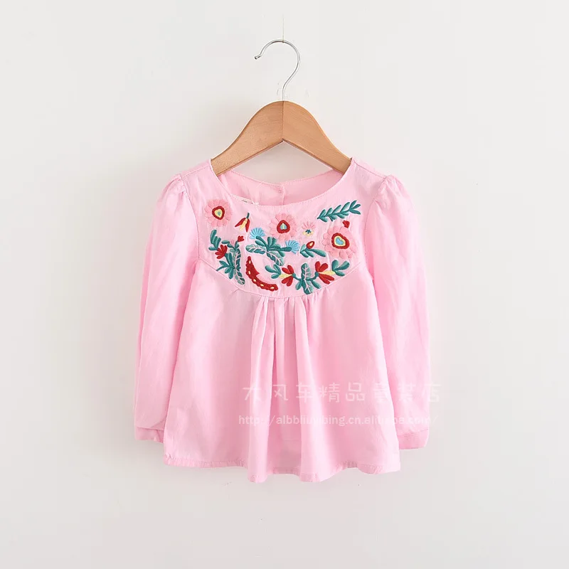 3 9Y Baby Girls Embroidery Flowers Cute Sweety Clothes Kids Soft Loose