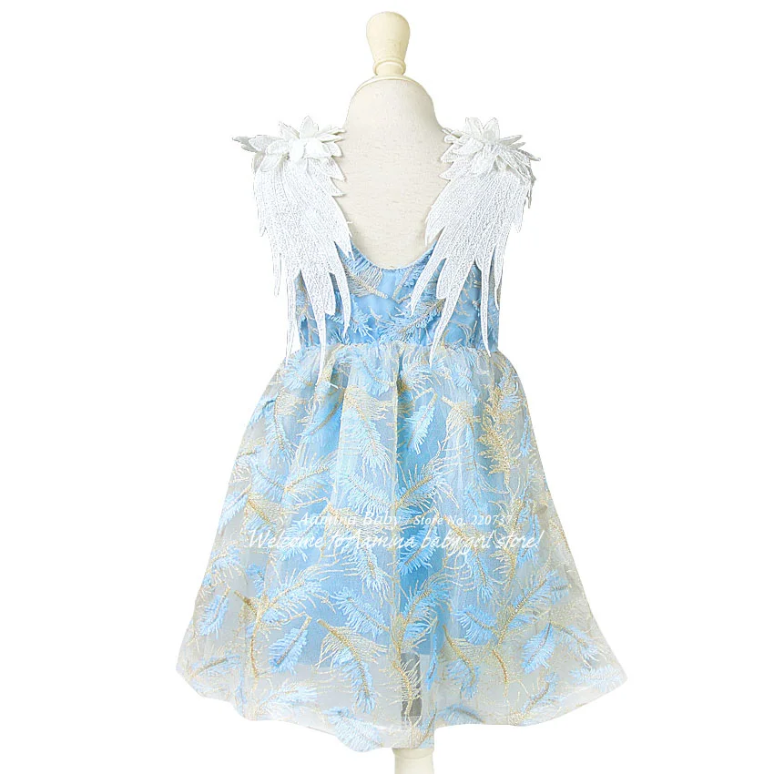 

Wholesale 3D Wings Feather Embroidery Toddler Baby Girls Dress, Summer Spring Princess Party Wedding Kids dresses for girls 6P