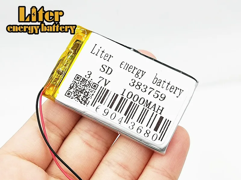 Литий-полимерный аккумулятор 383759 403560 3 7 V 1000 mah для MP3 MP4 MP5 gps DVD игрушечная Беговая
