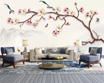 

beibehang Customized new Chinese flower and bird olive tree European and American modern background papel de parede 3d wallpaper