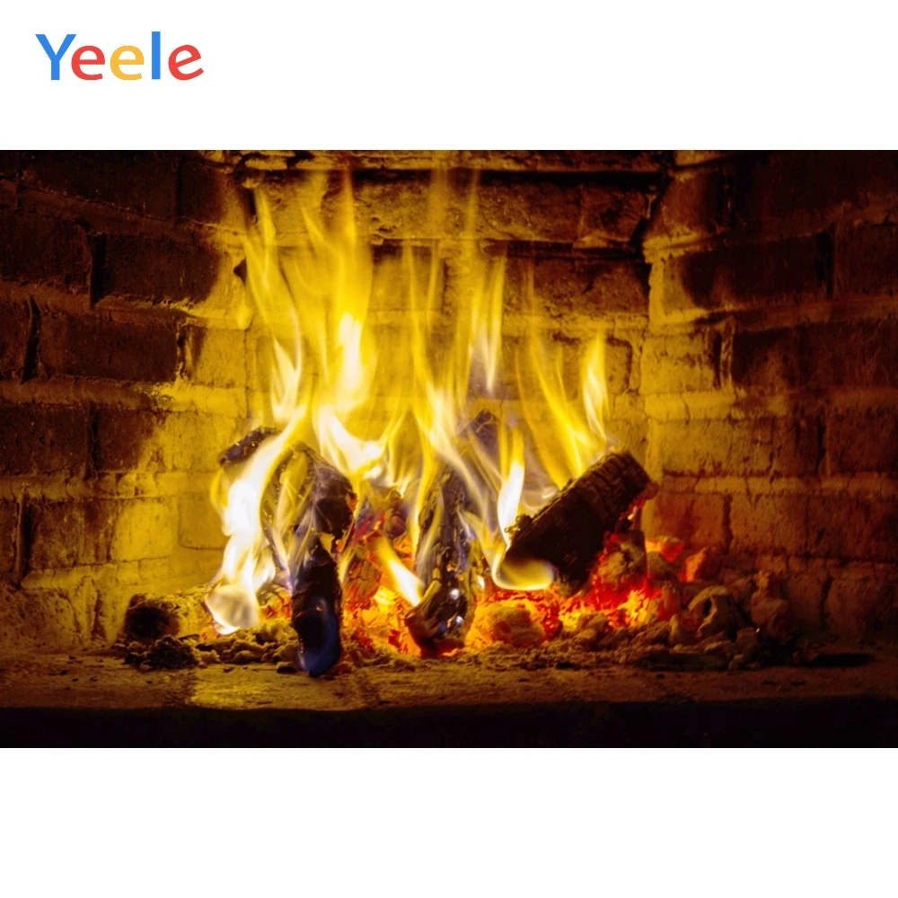 

Yeele Fireplace Stone Ash Firewood Warm Baby Portrait Photography Background Customized Photographic Backdrops for Photo Studio