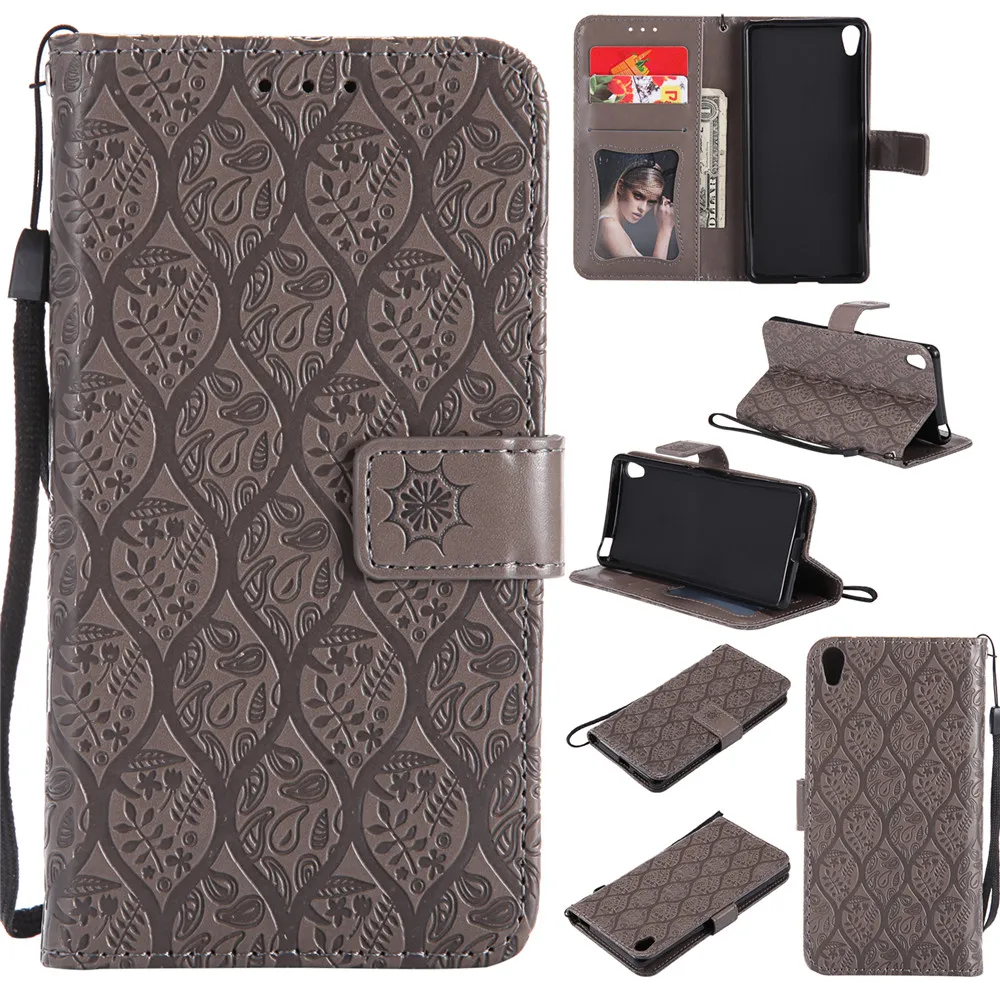 

3D Embossed Rattan Flowers Flip Case For Sony Xperia XA PU Leather Silicone Luxury Wallet Holster Cover For Sony XA F3113 F3111