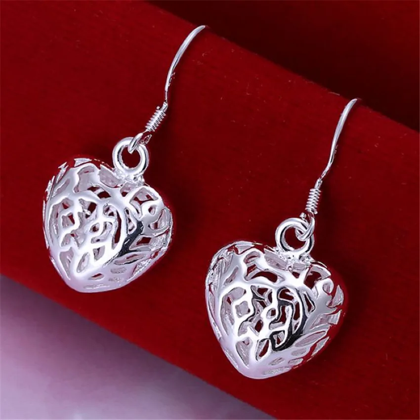 

hot selling women silver color earrings Elegant and beautiful heart-shaped fashion jewelry Valentine's Day gift E021