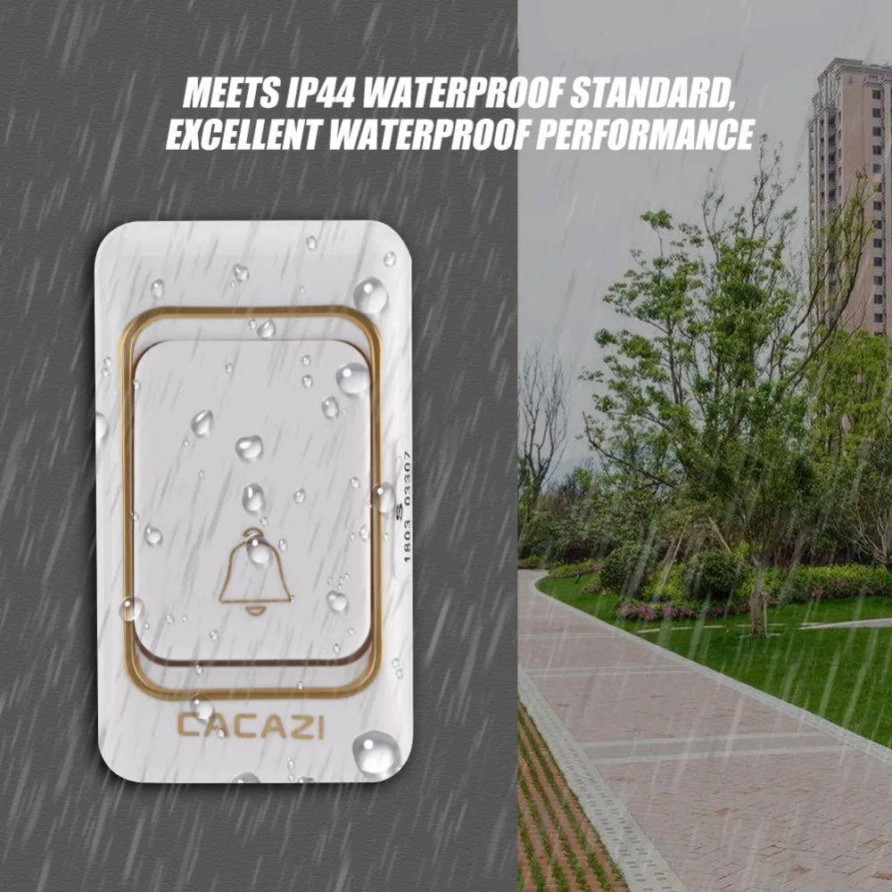 CACAZI K01 беспроводной дверной звонок LED Умный дом Водонепроницаемый 200 м Диапазон
