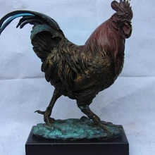 USPS в США S3324 Китай Бронза Медь Резные Животных Окрашенные шантеклер петух петух Искусства Скульптуры