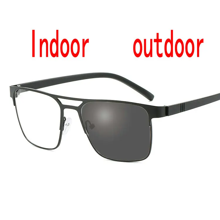 Мужские Солнцезащитные фотохромные готовые очки для близорукости светочувствительные хамелеоны антибликовые меняющие цвет линзы очки по рецепту FML - Цвет оправы: black-150