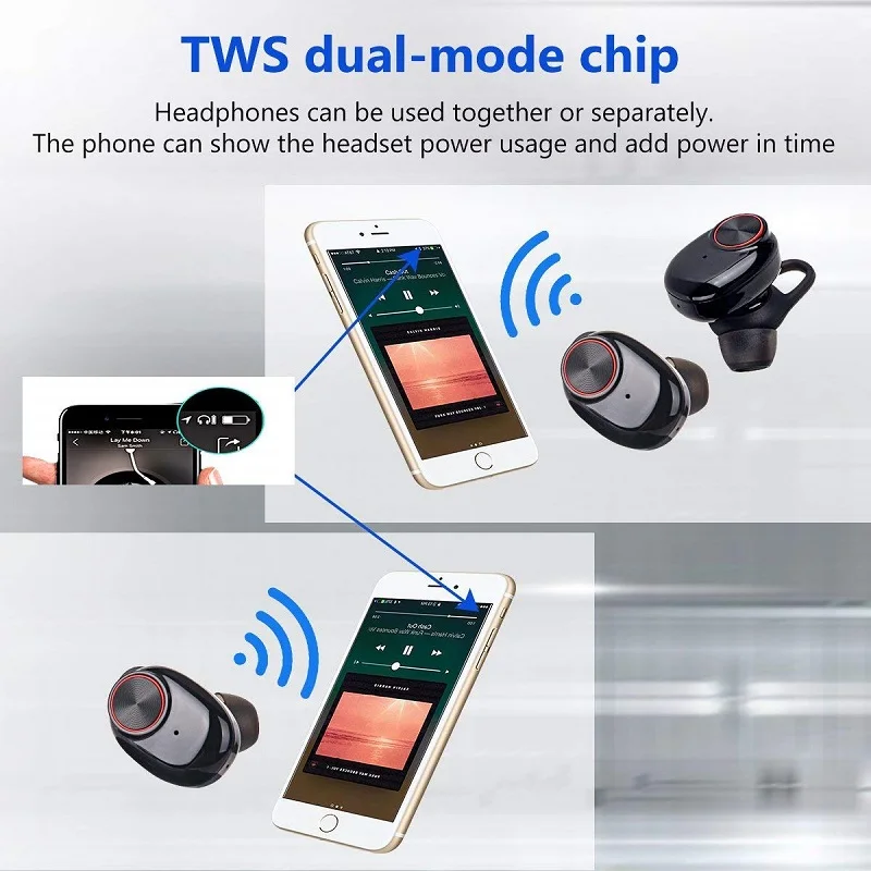 Bluetooth 5,0 беспроводные наушники play 7 часов True TWS bluetooth гарнитура порт беспроводные наушники для iphone 8 9 xiaomi huawei