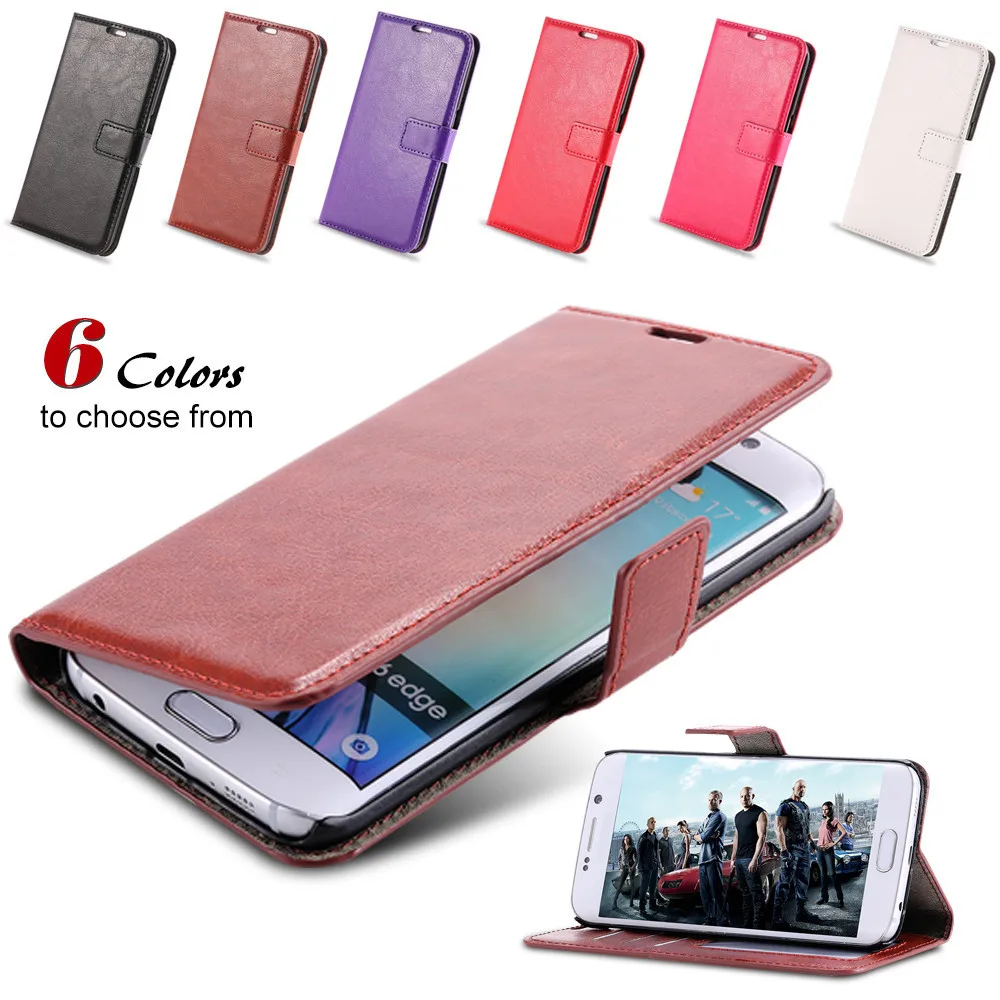 S6 edge Case PU Leather Full Wallet Cover for Samsung Galaxy Flip With Stand Holder &amp Card Slot |