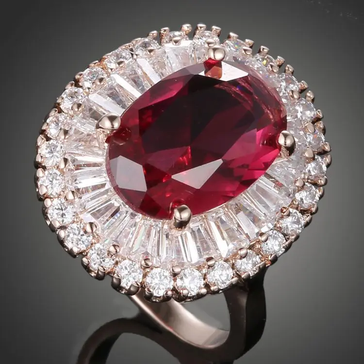 

New European ruby Needle Hollow Carved RING Female Crystal from Swarovski Simple Temperament Wild Anti-allergic