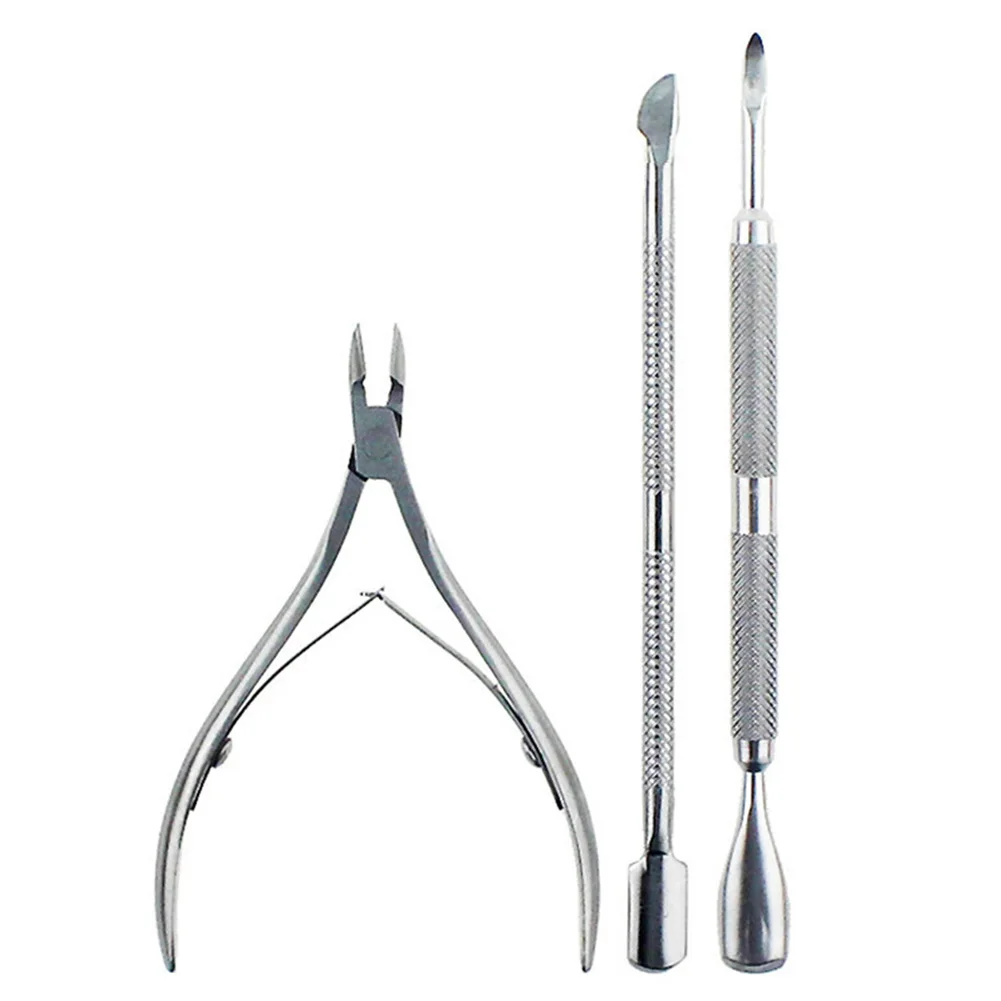 

3pcs Professional Cuticle Nipper Set Scissor For Fingernail Clipper Trimmer Dead Skin Cutter Stainless Steel Nail Pusher Toenail