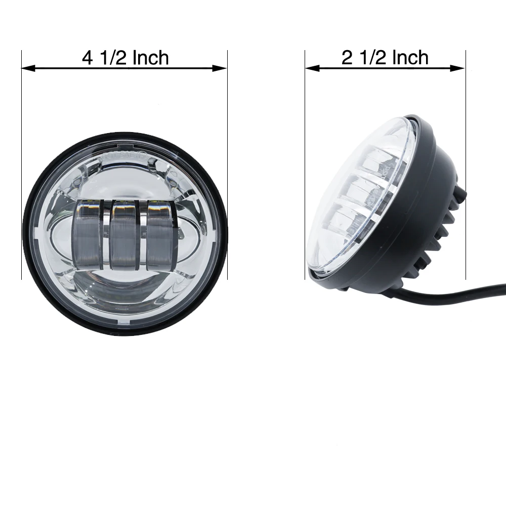 2 шт. хром/черный 4,5 дюймов светодиодная фара ближнего света точечная лампа для вождения светодиодный противотуманный светильник s для Harley Touring Electra Glide moto лампы