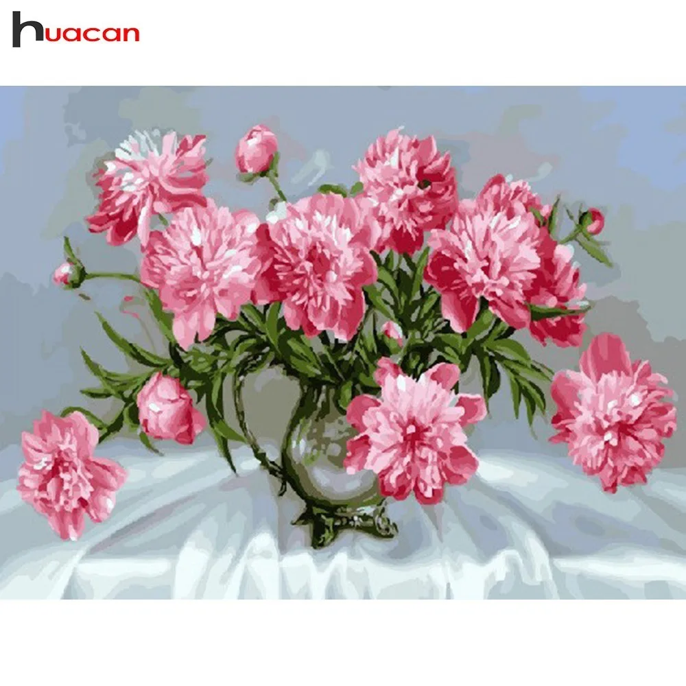 

Huacan Diamond Painting Flower Diamond Embroidery Sale Cross Stitch Full Square/Round Drill Rhinestones Mosaic Craft Kit Gift