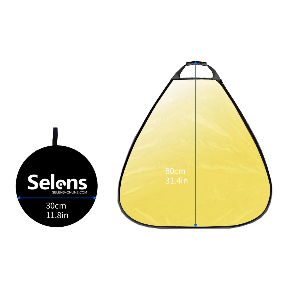 

Selens 80cm 31.5" 100cm 40" 5in1 Triangle Reflector Collapsible Portable Diffuser Sunshine Filter with Handle 1/4" Screw Hole