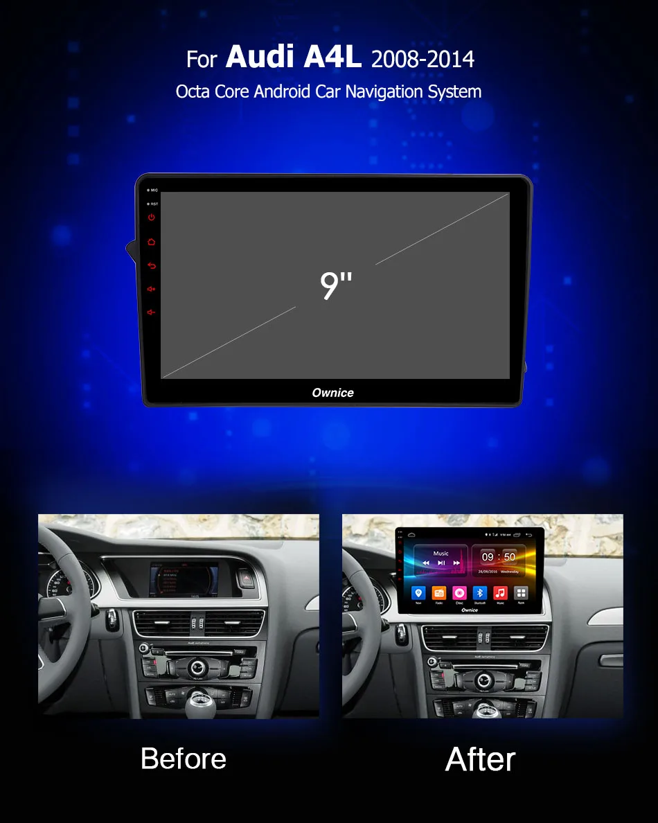 Flash Deal 8 Core Android 9.0 4G RAM+32G ROM Support 4G Car GPS FOR Audi A4 A4L 2008 2009 2010 2011 2012 2013 2014 Radio Player DSP CarPlay 2