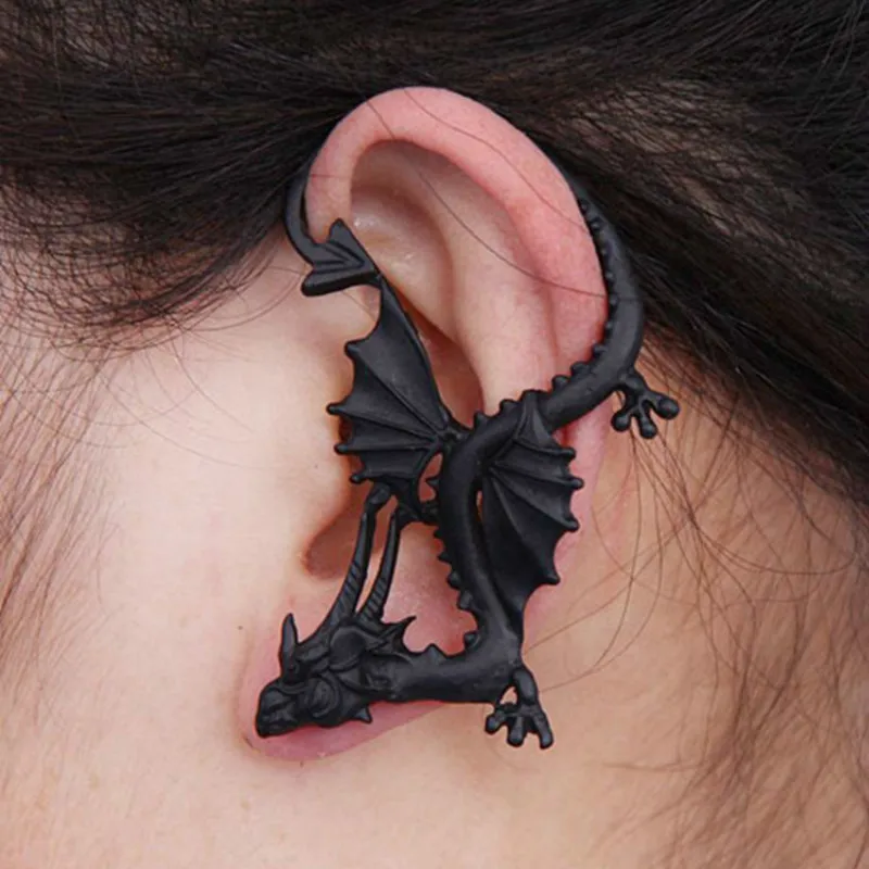 

Women Long Clip Earings Fashion Punk Gothic Dragon Ear Cuff Earrings For Women Animal Ear Wrap Cuff Earrings Stud Ear