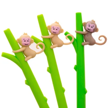 1pcs Monkey Gel Pens Novelty Stationery Cute Cartoon Gel Pen Cute Pens and Pencils Student Signature Pen Kawaii School Supplies cute cartoon bear gel pen black ink pen kawaii school supplies kawaii pens school stationery