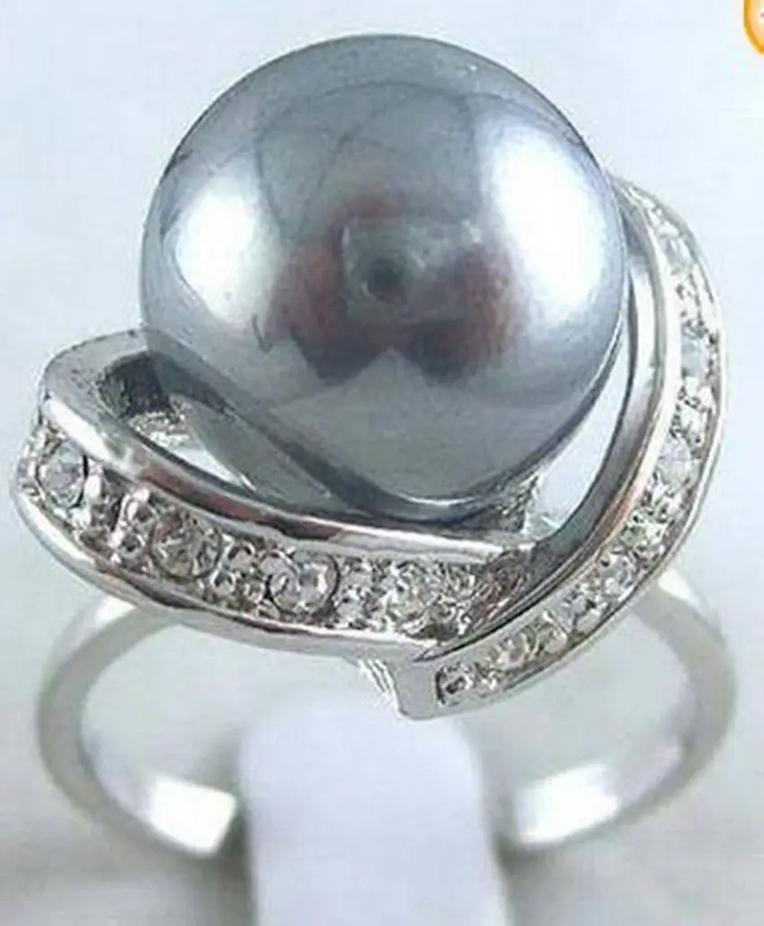 

Hot sale new Style >>>>Beautiful jewelry black shell pearl ring size:7 8 9