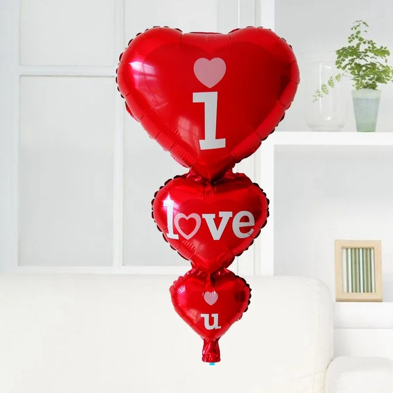 

1pc Big i love u Connected Heart Shape Helium Foil Balloons Valentine's Day Wedding Happy Birthday Party DIY Decorations Balloon