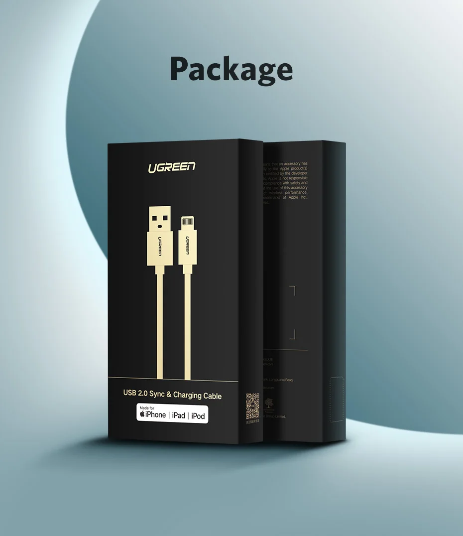 Ugreen MFi, кабель USB для iP быстрой зарядки данных зарядный usb-шнур