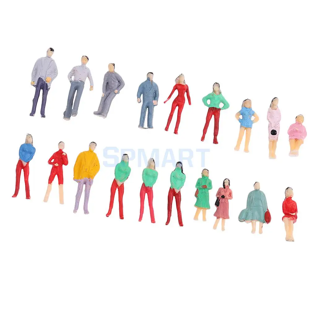 1/75 Painted Passenger Figure Train Scene Building Layout for Park Landscape