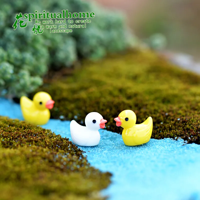 Lovely Colorful Duck Duckling Pato Small Pasture Statue Figurine Micro Crafts Ornament Miniatures DIY Garden Decoration