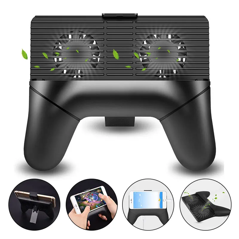 

Portable 4 in 1 Cooling Fan Pad with Power Bank Charger Stand Holder Gamepads shape Radiator For smartphone
