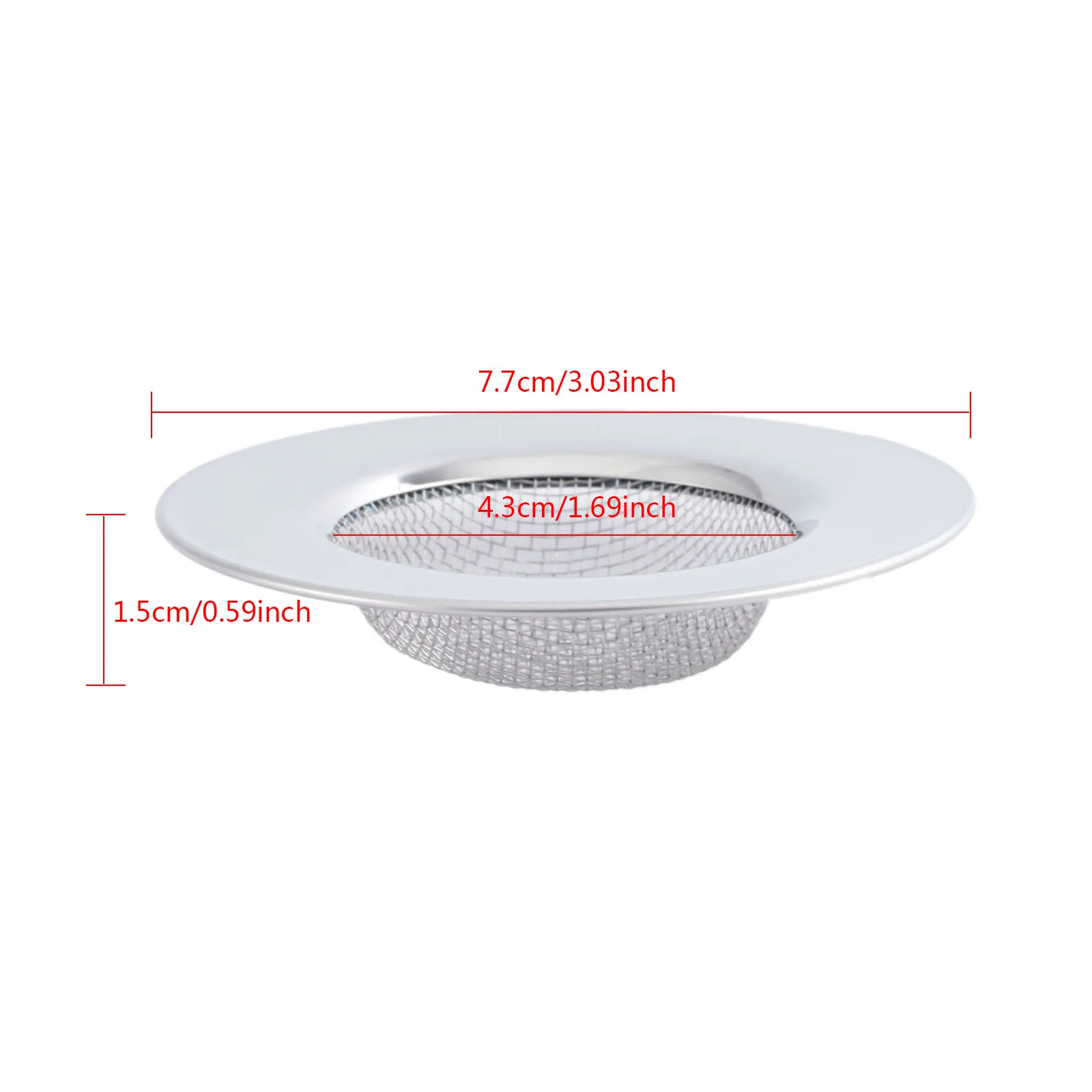 1Pc Kitchen Sink Strainer 7.7CM Stainless Steel Sink Drain Cover Drainer Basin Filter Mesh Sink Strainer for Bathroom Shower