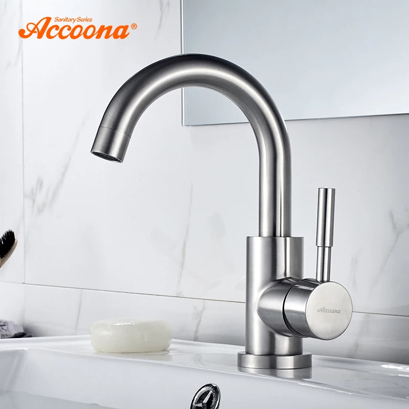 Preise Accoona Becken Wasserhahn Mischer Waschbecken Tap Wand Kleine mini Becken Armaturen edelstahl 304 Moderne Heiße und Kalte Wasser A9690 3