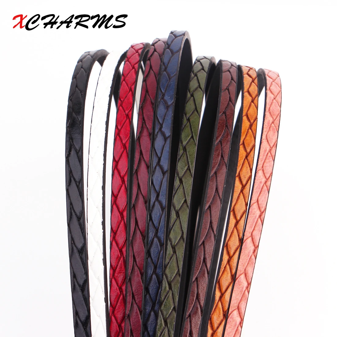 

5MM Flat PU Leather Cord Braid Pattern Rope Jewelry Findings Accessories Fashion Jewelry Making Bracelet Materials