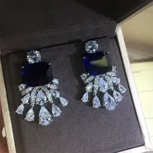 Дизайнерские Модные ювелирные изделия из меди 3A кубического циркония вечерние серьги