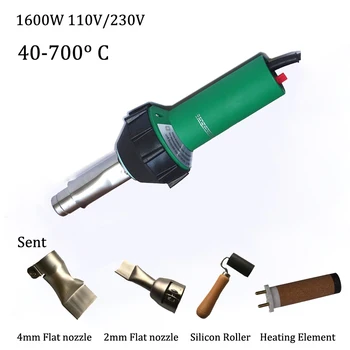 Online 110V/230V 1600W Hot Air Welding Gun/Torch Plastic Welding Welder Tools Set+2 Flat Nozzles+Roller+Heat Element