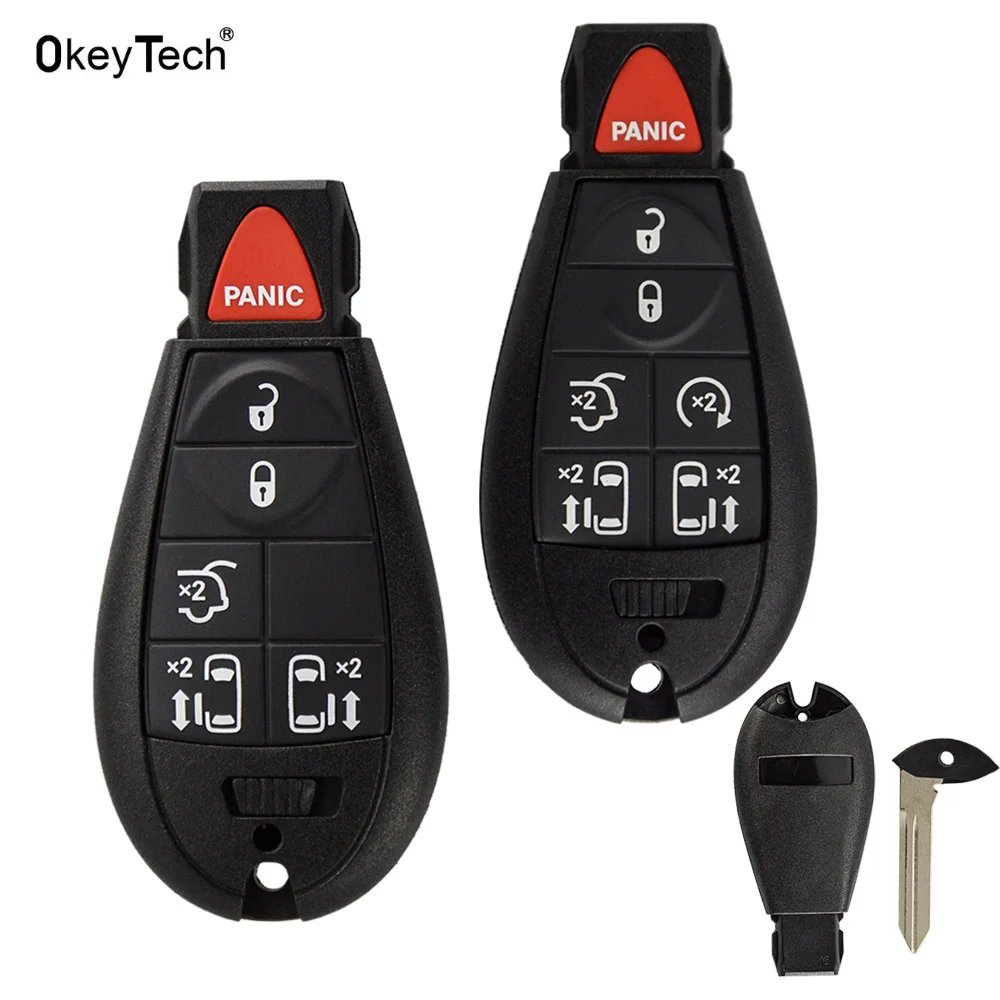 

OkeyTech 6 7 buttons panic Smart Remote Control car key shell for Chrysler Dodge for Jeep Key fob Case With Small Emergency Key