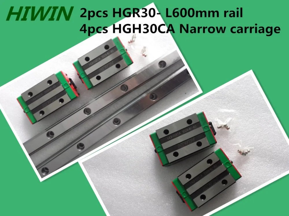 

100% New Original HIWIN Linear Guide 2pcs HGR30 -L600mm Rail + 4pcs HGH30CA Narrow Carriages for CNC Router