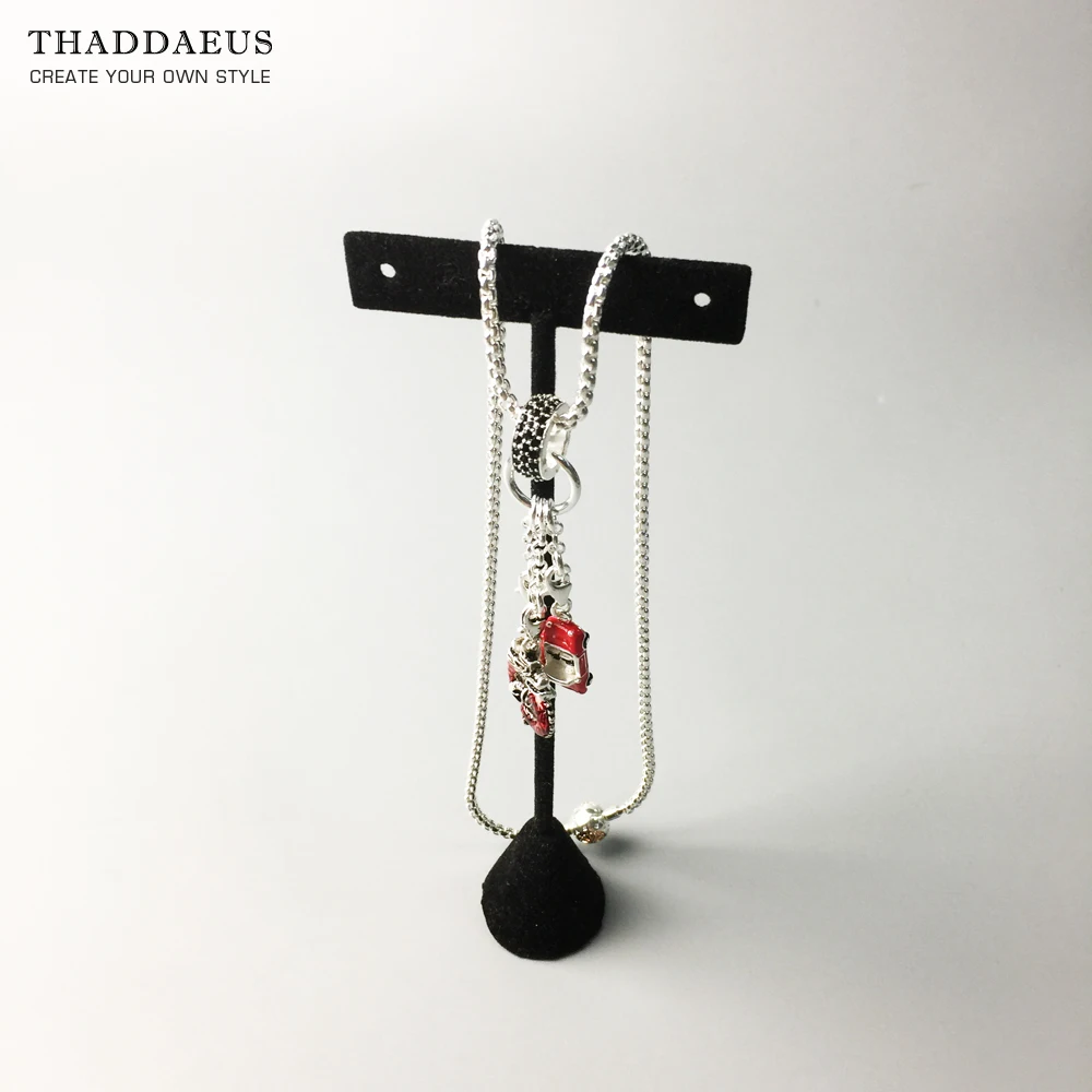 Черный проложить с тремя обуздать Подвески носителей 925 пробы серебро Fit TMS Цепочки и ожерелья, Томас Glam TS Jewelry Soul подарок для Для женщин