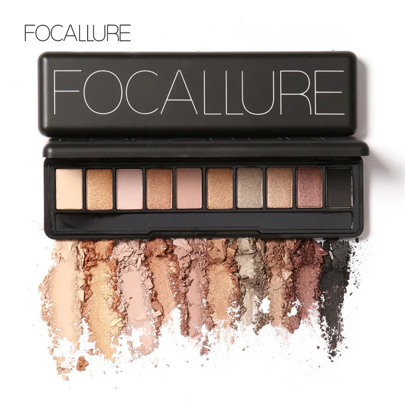 Focallure New Palette Eyeshadow Natural Eye Makeup Light Shimmer Matte Eyeshadow Palette Set 10 Shades With Brush