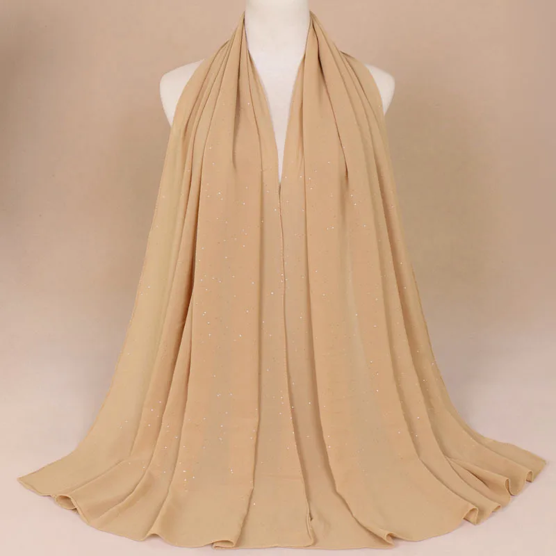 NEW women gold chiffon solid color muslim head scarf shawls and wraps pashmina bandana female foulard ladies hijab stores